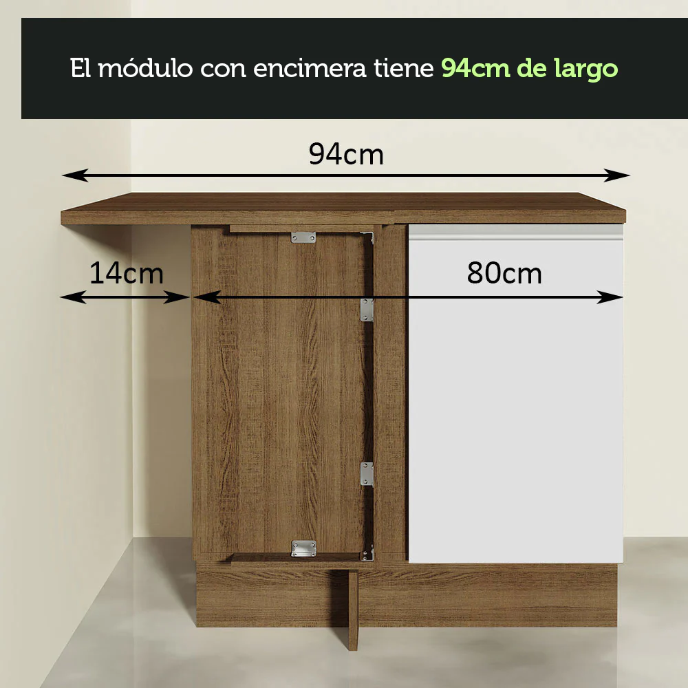Combo completo de Cocina Esquinera 349cm Marrón/Blanco Glamy Madesa 06 - Image 9