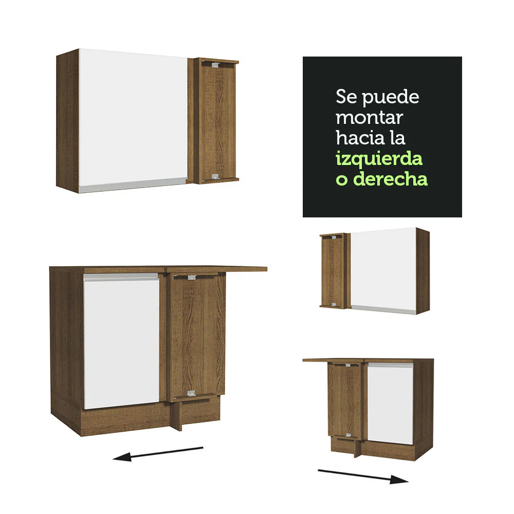 Combo completo de Cocina Esquinera 349cm Marrón/Blanco Glamy Madesa 07 - Image 10