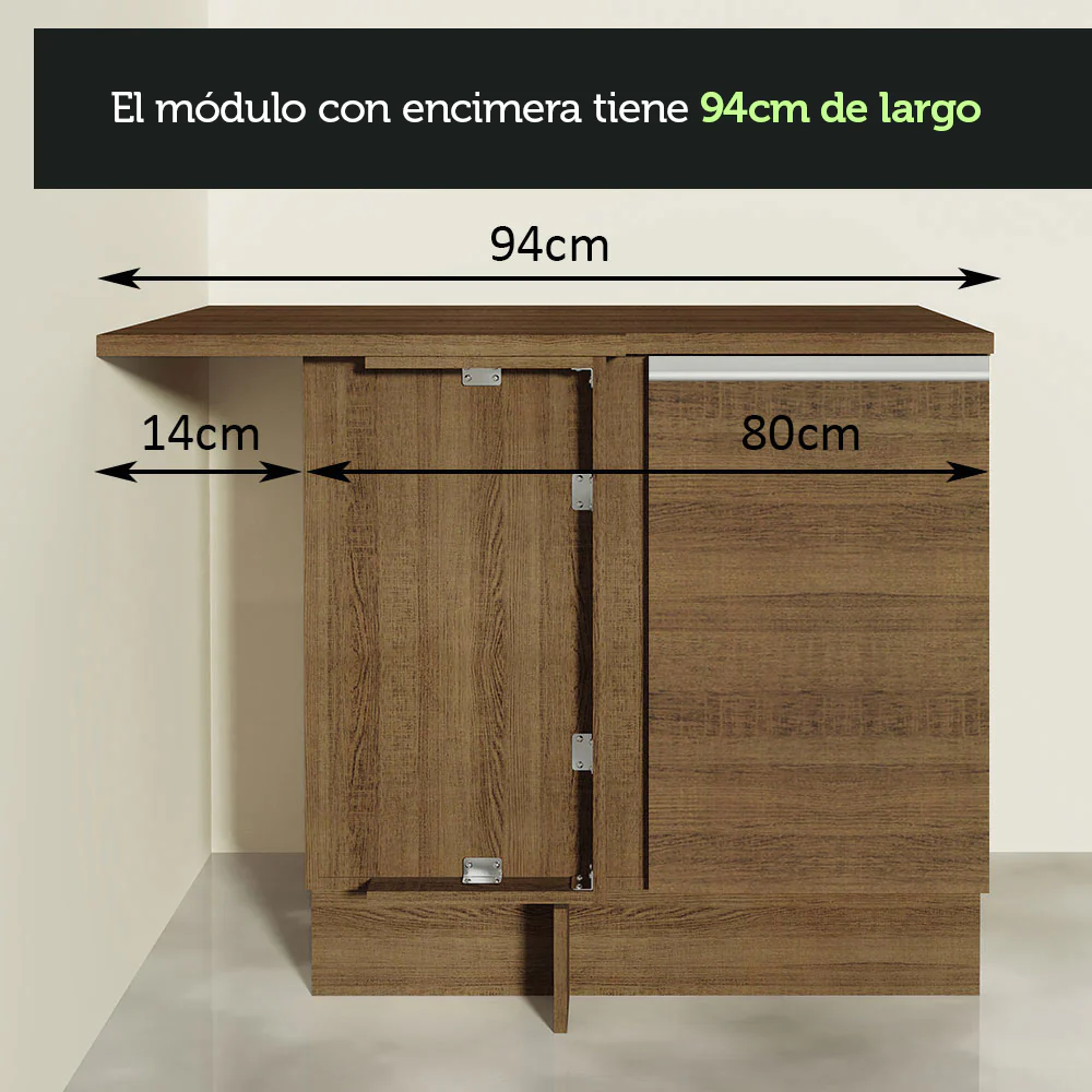 Combo completo de Cocina Esquinera 349cm Marrón Glamy Madesa 07 - Image 9