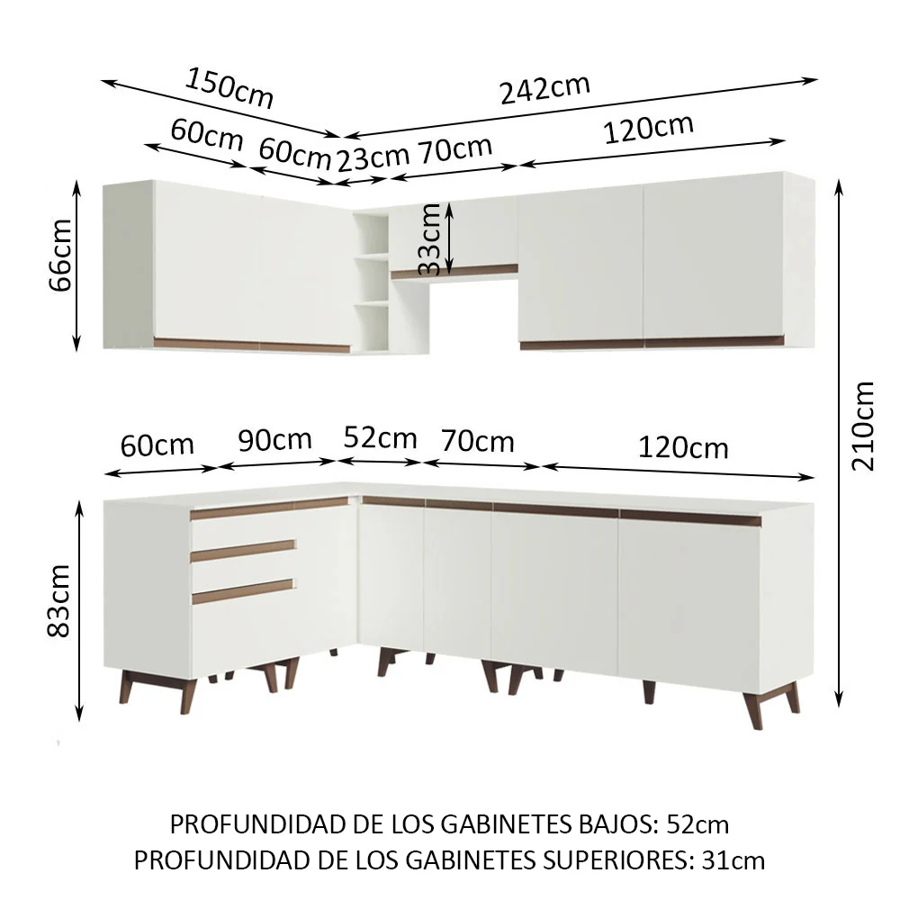 Combo completo de Cocina Esquinera 392cm Blanco Reims 02 - Image 2