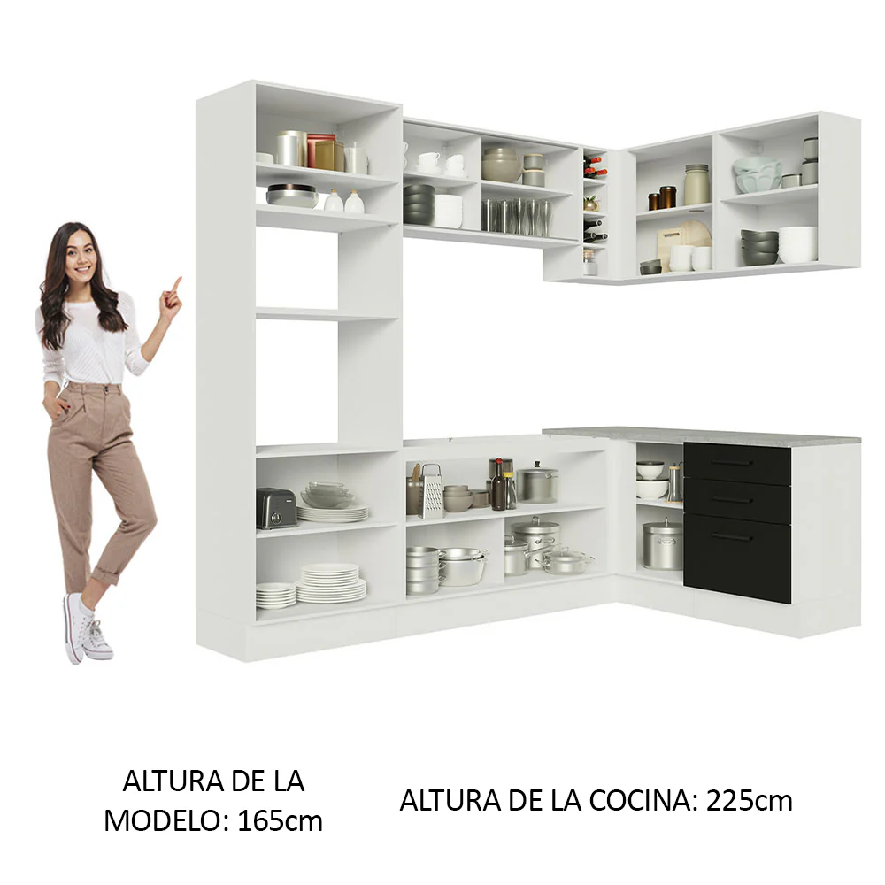 Combo completo de Cocina Esquinera 399cm Blanco/Negro Agata 01 - Image 4