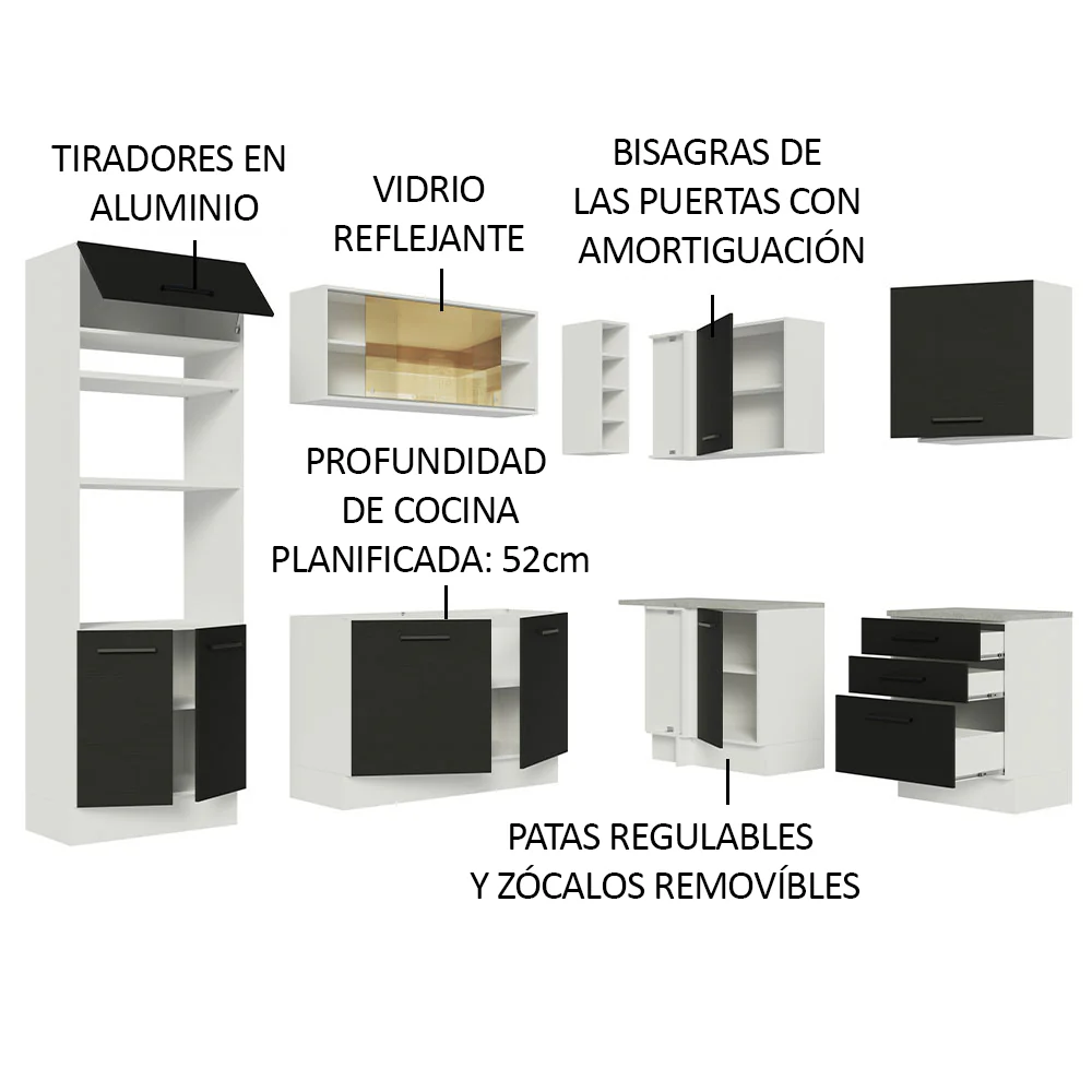 Combo completo de Cocina Esquinera 399cm Blanco/Negro Agata 01 - Image 5