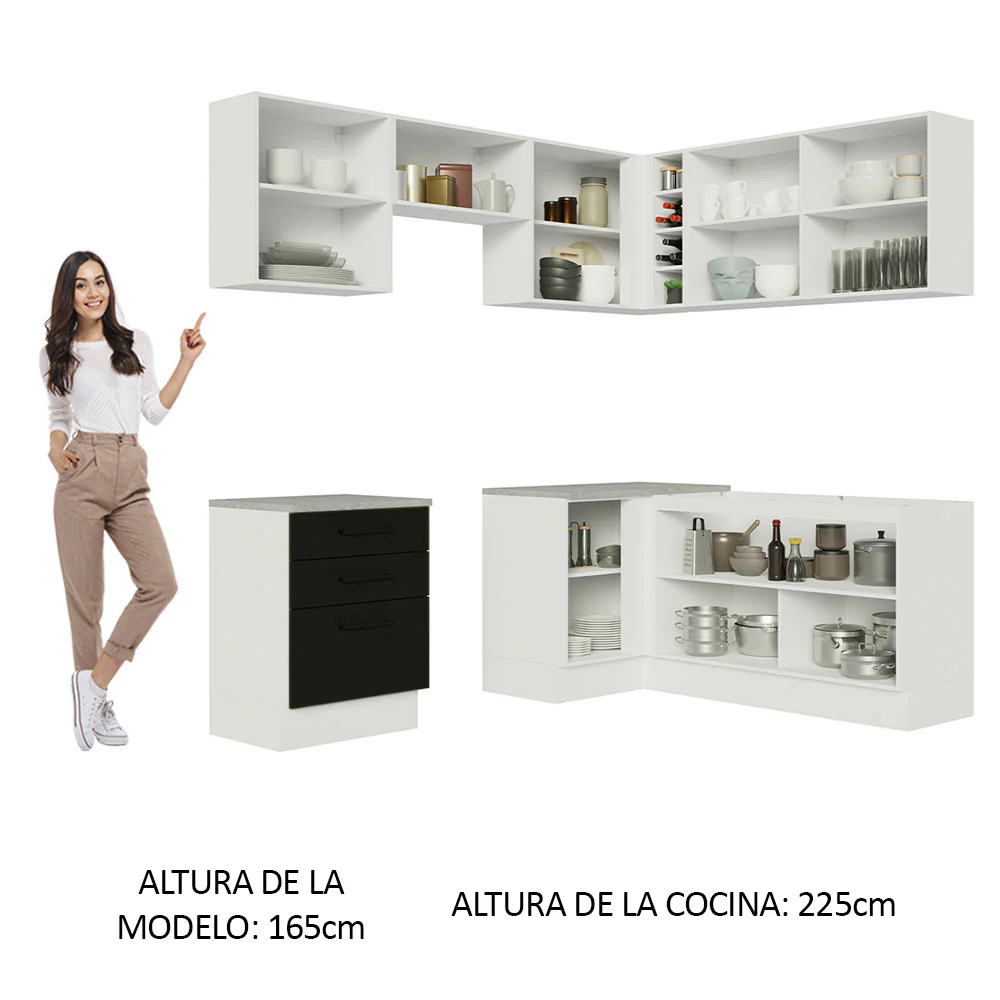 Combo completo de Cocina Esquinera 399cm Blanco/Negro Agata 02 - Image 4