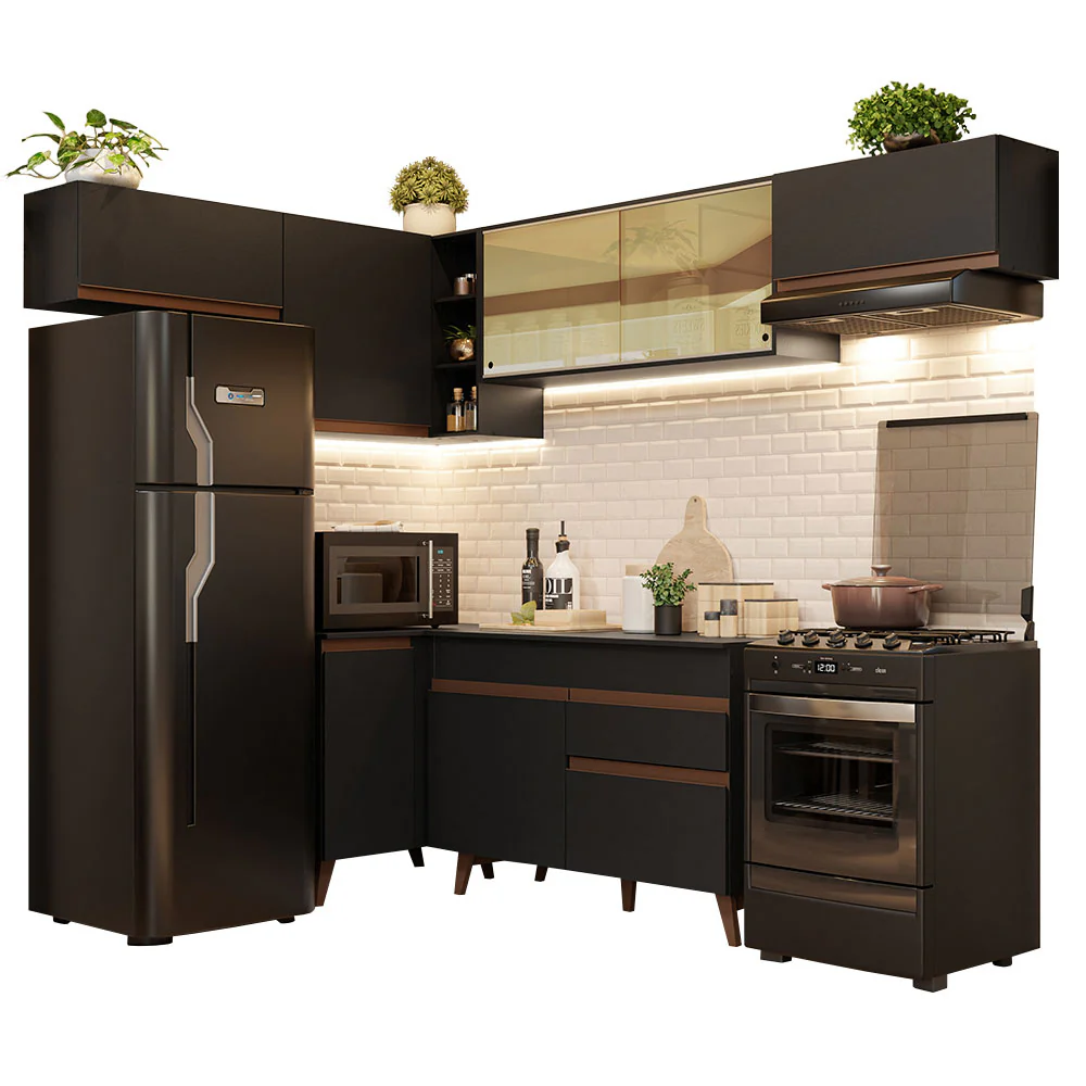 Combo completo de Cocina Esquinera 402cm Negro Reims 04 - Image 3