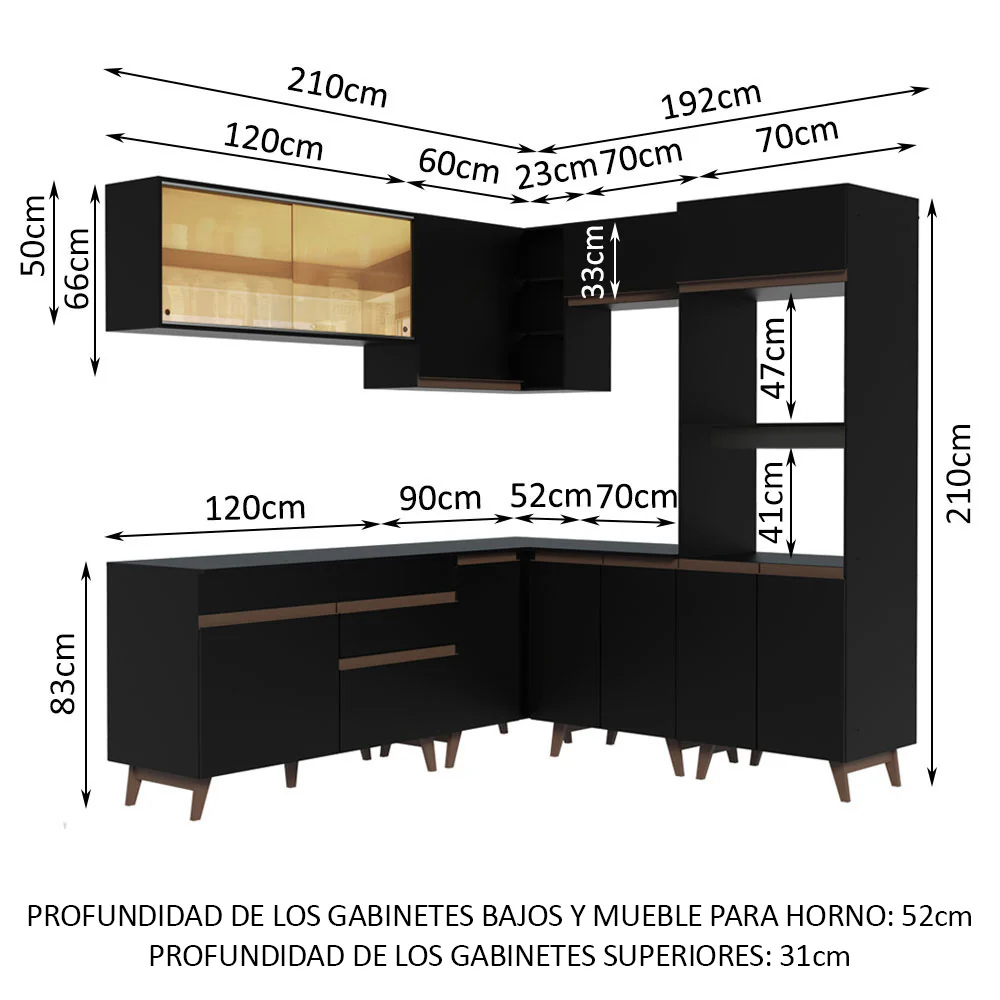 Combo completo de Cocina Esquinera 402cm Reims Negro 01 - Image 2