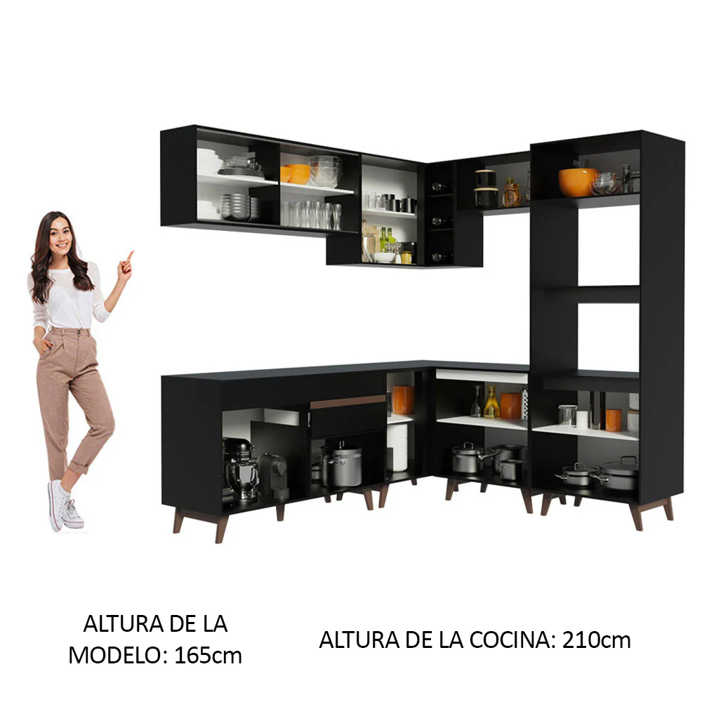 Combo completo de Cocina Esquinera 402cm Reims Negro 01 - Image 5