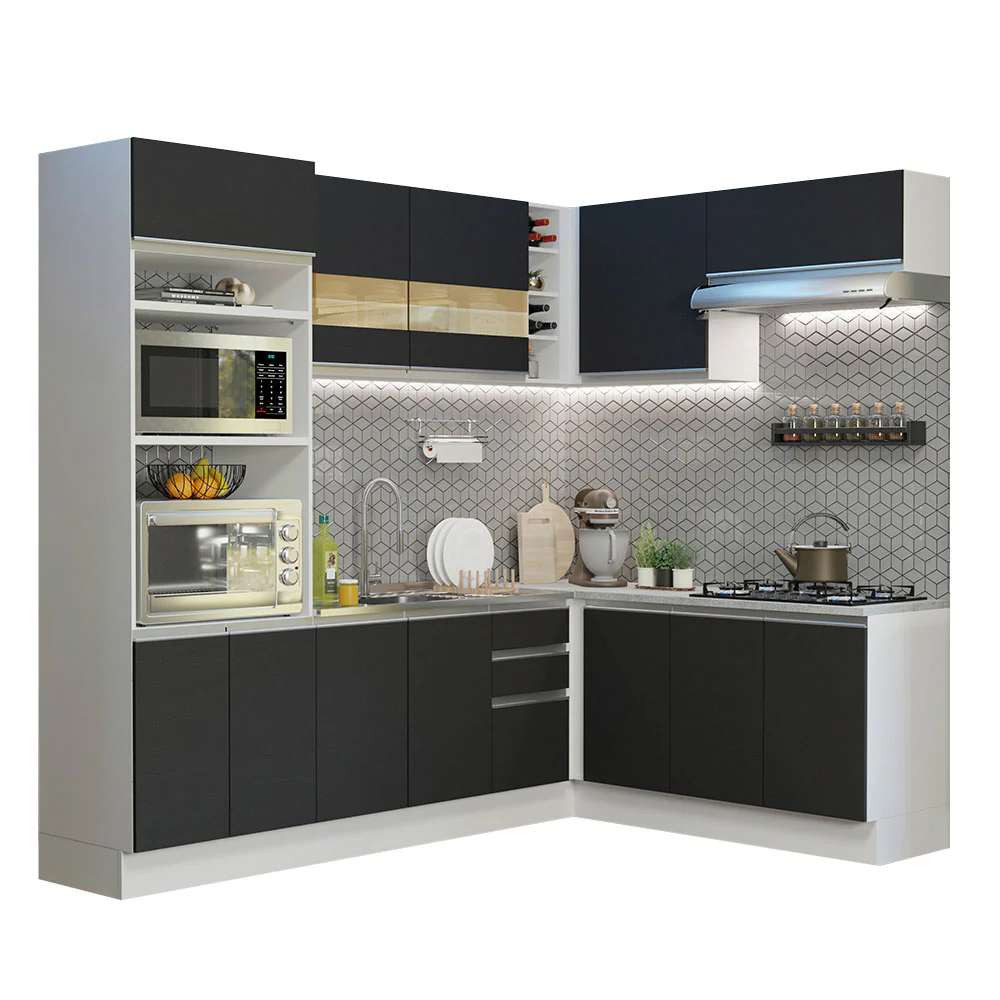 Combo completo de Cocina Esquinera 419cm Glamy Madesa 01 Blanco/Negro - Image 2