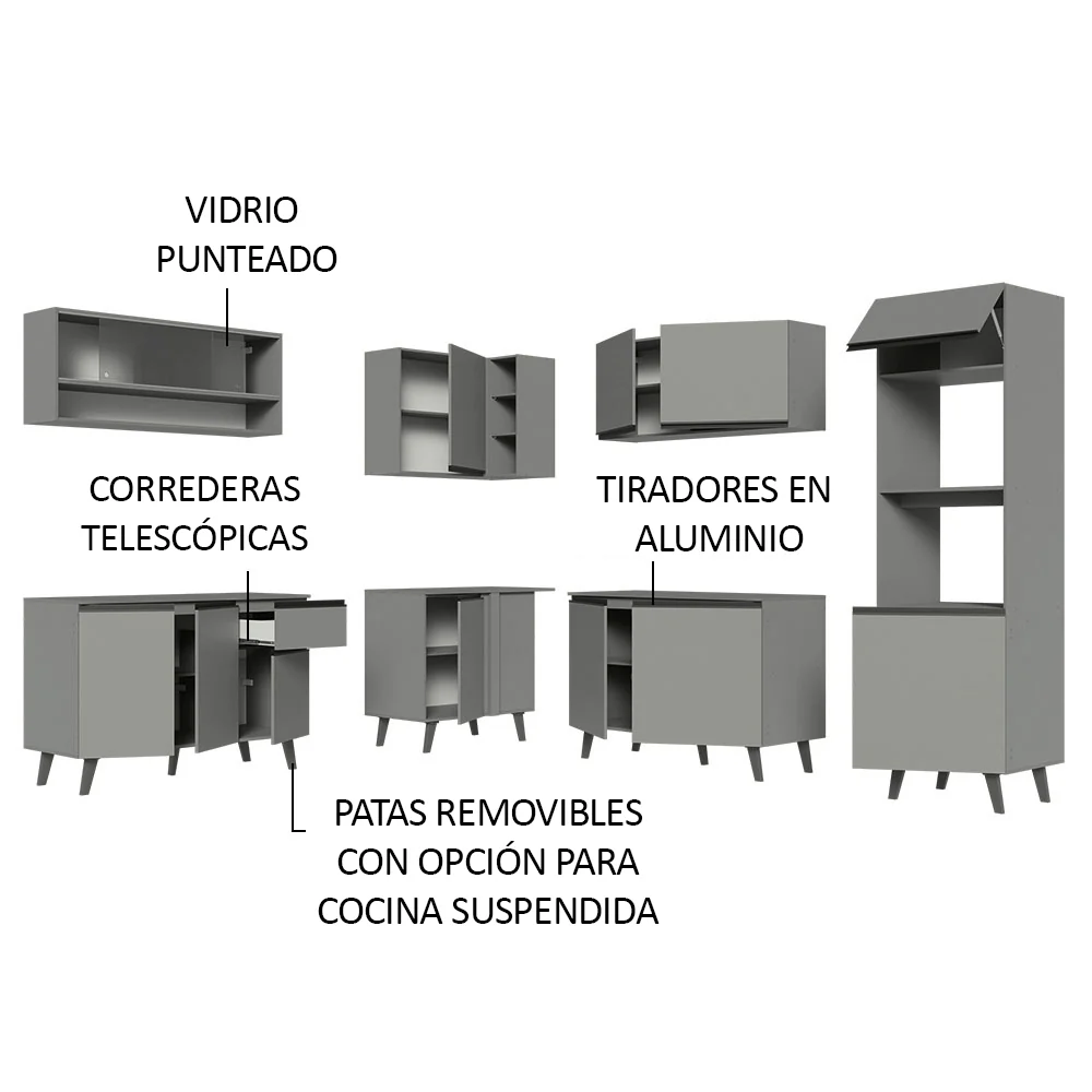 Combo Completo de Cocina Esquinera 445 cm Gris Nice Madesa 02 - Image 4