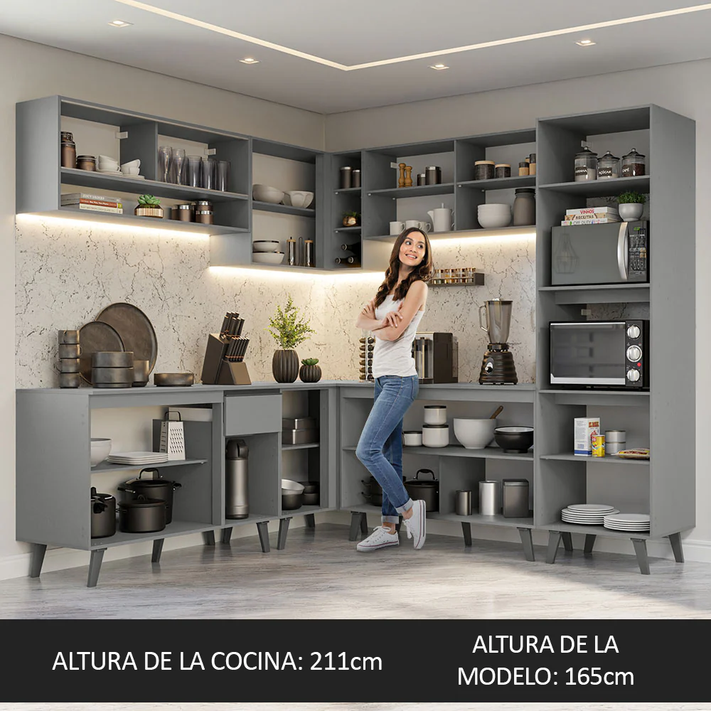 Combo Completo de Cocina Esquinera 445 cm Gris Nice Madesa 02 - Image 5