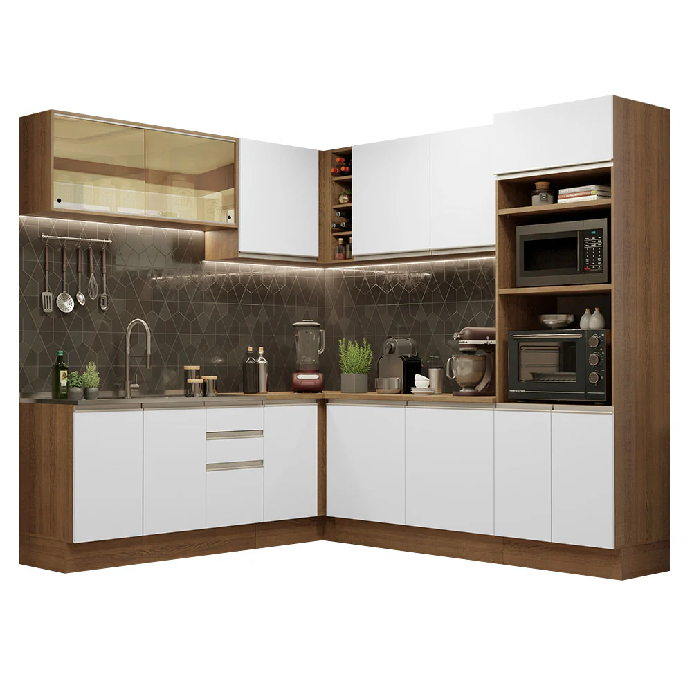 Combo completo de Cocina Esquinera 459cm Glamy Madesa 01 Marrón/Blanco - Image 3