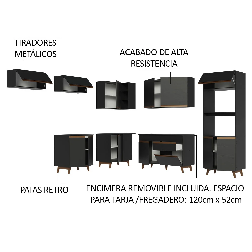 Combo completo de Cocina Esquinera 472cm Reims Negro 01 - Image 5
