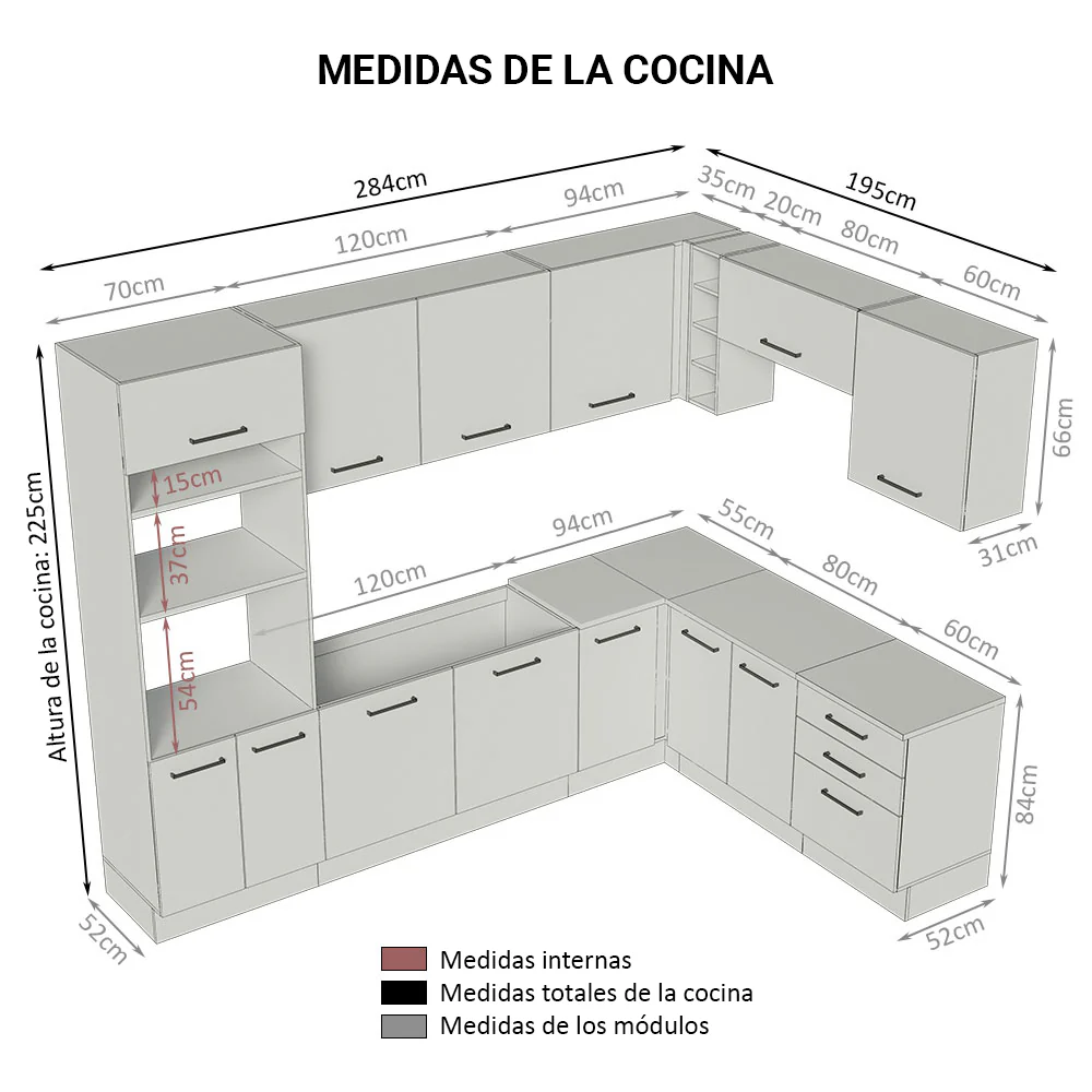 Combo completo de Cocina Esquinera 479cm Blanco/Crema Agata Madesa 01 - Image 3