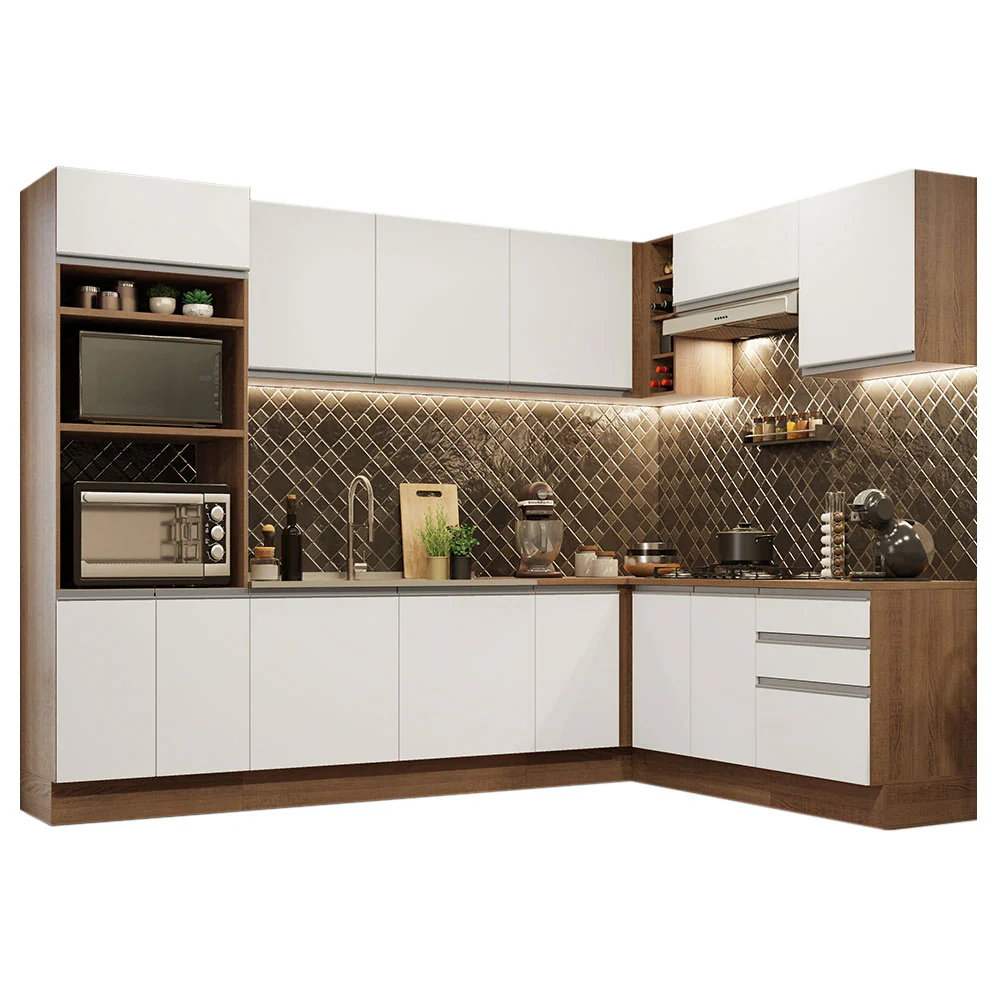 Combo completo de Cocina Esquinera 479cm Marrón/Blanco Glamy Madesa 01 - Image 3