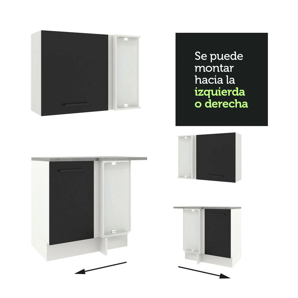 Combo Completo de Cocina Esquinera 486 cm Blanco/Negro 60 cm de Profundidad Agata Madesa 01 - Image 8