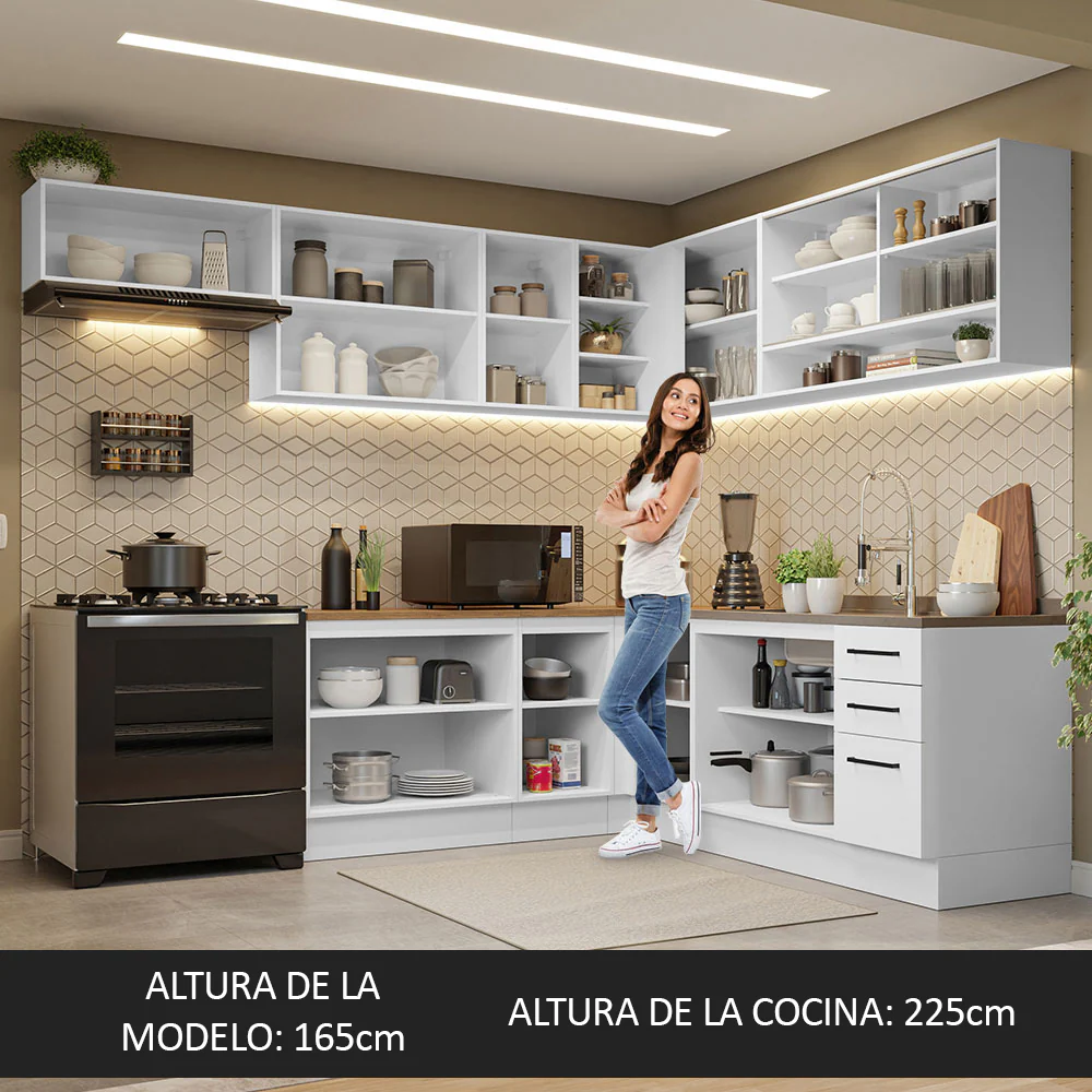 Combo completo de Cocina Esquinera 486cm Blanco con mesada Marrón 60cm fondo Agata Madesa 01 - Image 5