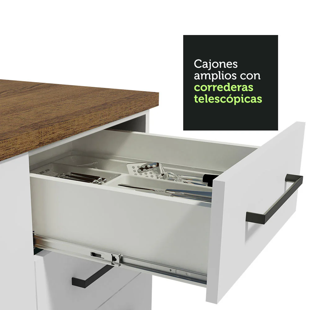 Combo completo de Cocina Esquinera 486cm Blanco con mesada Marrón 60cm fondo Agata Madesa 01 - Image 6
