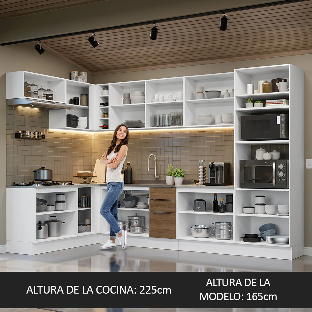 Combo Completo de Cocina Esquinera 499cm Blanco/Marrón Stella Madesa 01 - Image 5