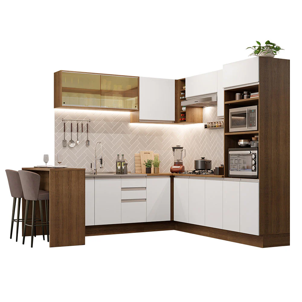 Combo completo de Cocina Esquinera 504cm Madesa Glamy Marrón/Blanco 01 - Image 3