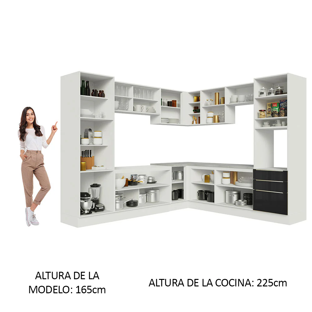 Combo completo de Cocina Esquinera 546 cm Blanco/Negro Lux Madesa 03 - Image 5