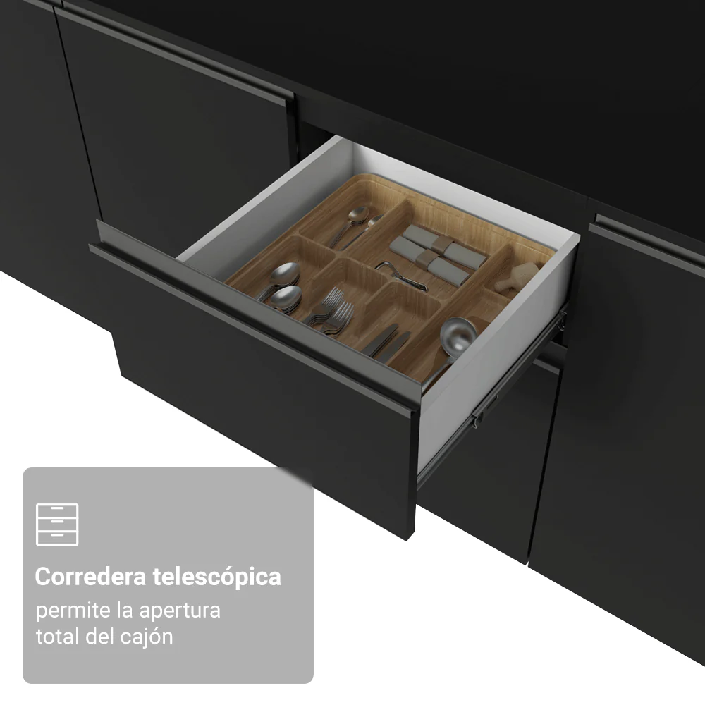 Combo Completo de Cocina Esquinera Flotante 465 cm Negro Nice Madesa 02 - Image 6