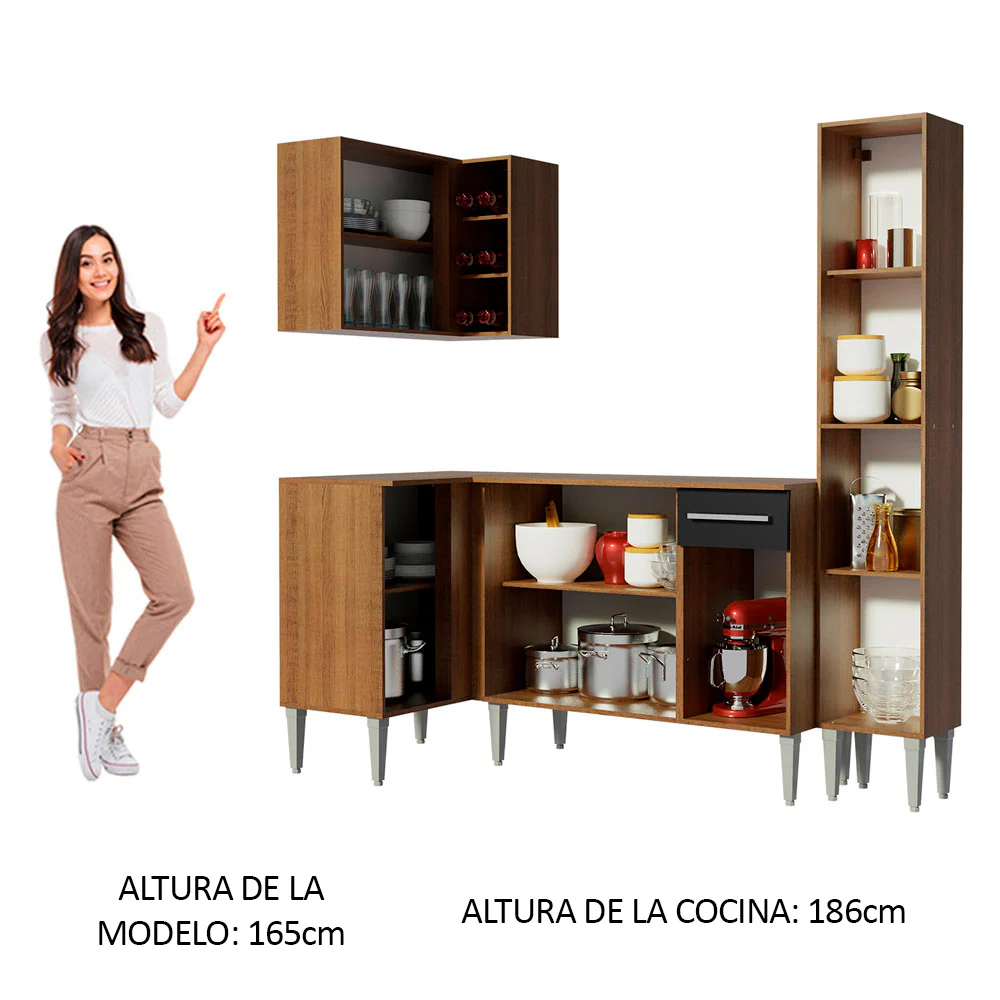 Combo completo de Cocina Esquinera Madesa Emilly 261cm Marrón/Negro 01 - Image 5