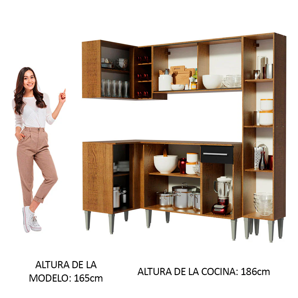 Combo completo de Cocina Esquinera Madesa Emilly 261cm Marrón/Negro 03 - Image 5