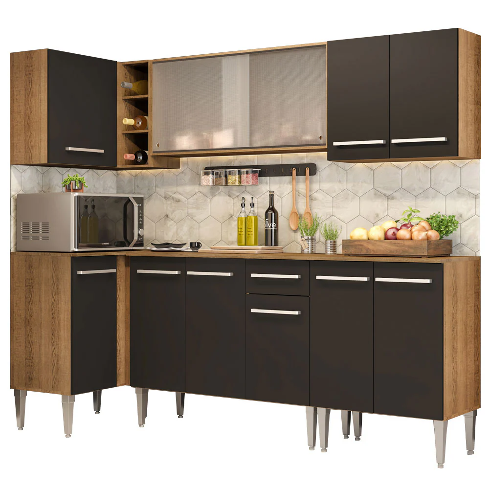 Combo completo de Cocina Esquinera Madesa Emilly 293cm Marrón/Negro 03 - Image 3