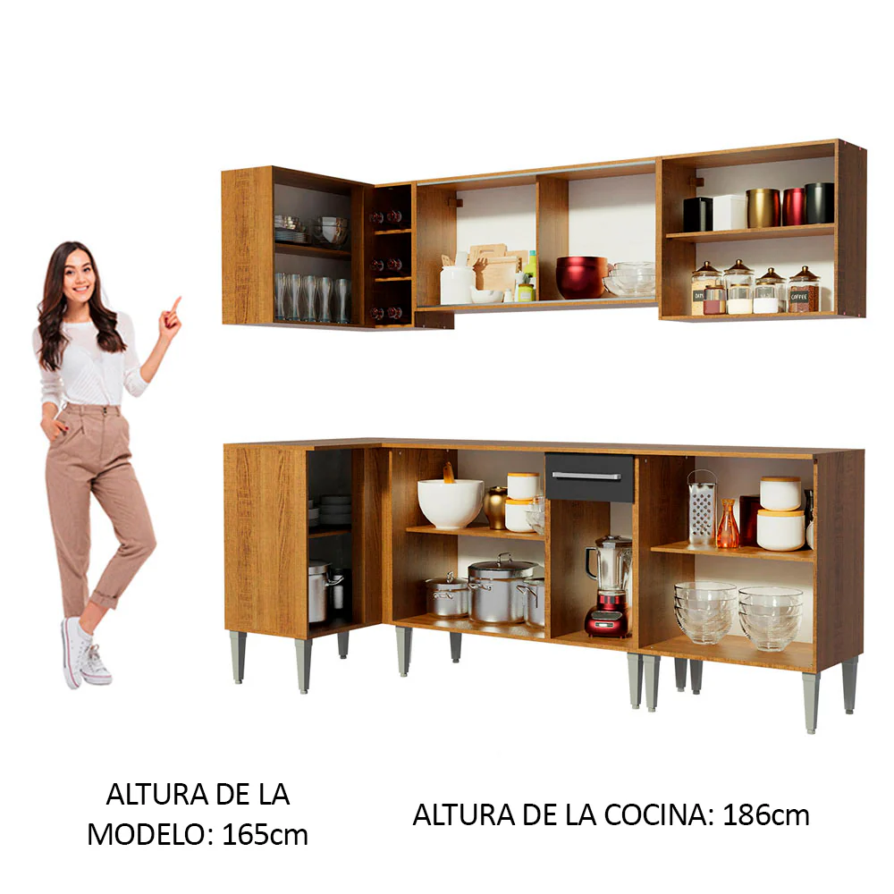 Combo completo de Cocina Esquinera Madesa Emilly 293cm Marrón/Negro 03 - Image 5