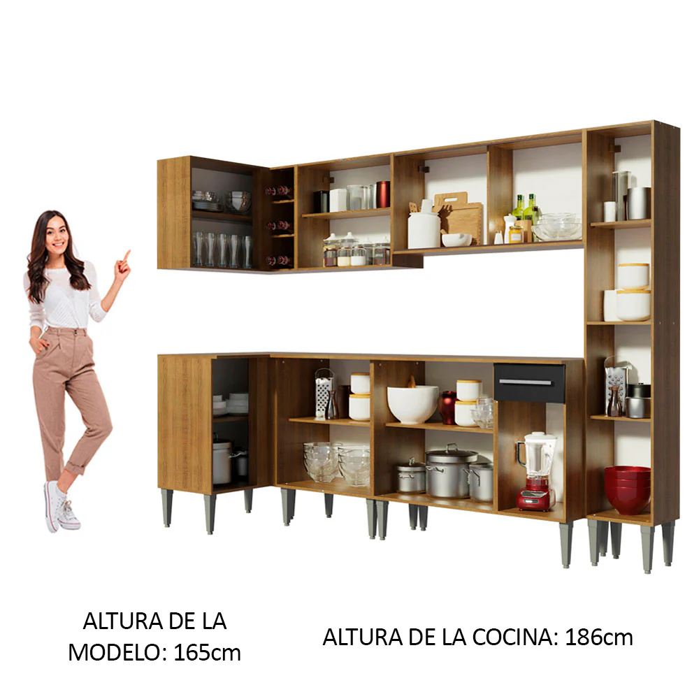 Combo completo de Cocina Esquinera Madesa Emilly 325cm Marrón/Negro 03 - Image 5