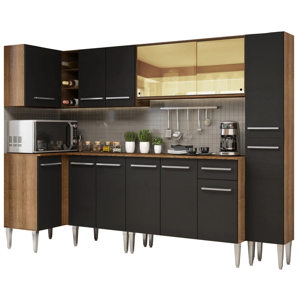 Combo completo de Cocina Esquinera Madesa Emilly 325cm Marrón/Negro 04 - Image 3