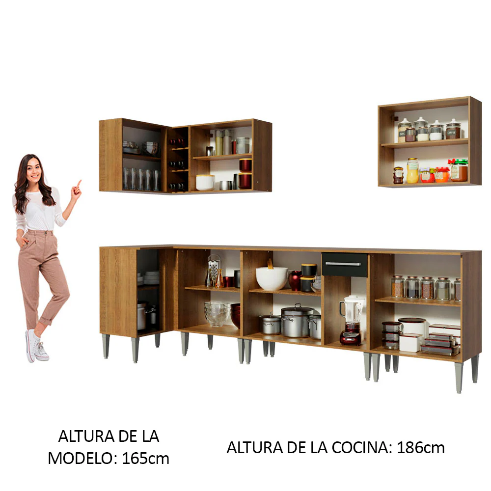 Combo completo de Cocina Esquinera Madesa Emilly 357cm Marrón/Negro 01 - Image 5
