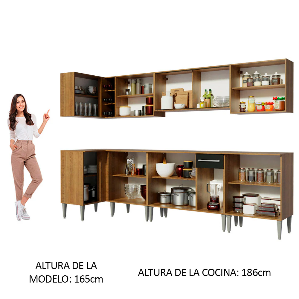 Combo completo de Cocina Esquinera Madesa Emilly 357cm Marrón/Negro 02 - Image 5