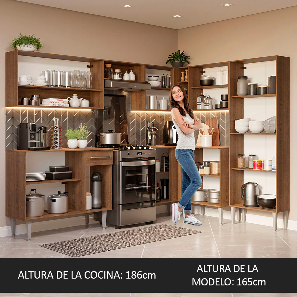 Combo completo de Cocina Esquinera Madesa Emilly 417cm Marrón/Negro 02 - Image 5