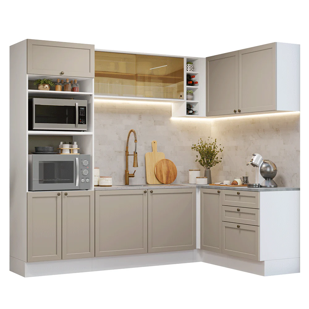 Combo completo de Cocina Esquinero 399 cm Blanco/Crema Vik Madesa 02 - Image 3