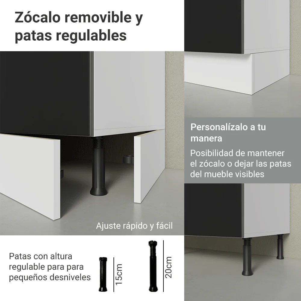Combo completo de Cocina Esquinero 399 cm Blanco/Negro Lux Madesa 01 - Image 9