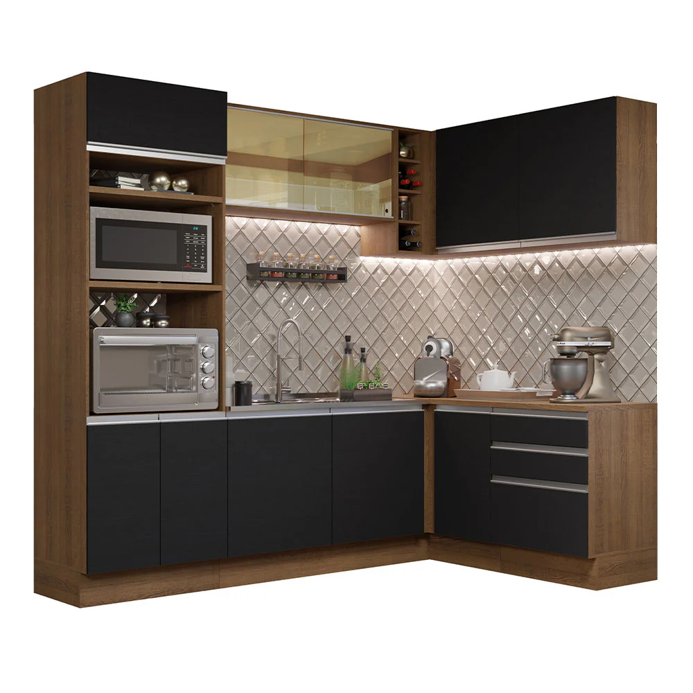Combo completo de Cocina Esquinero 399cm Marrón Negro Glamy Madesa 02 - Image 2