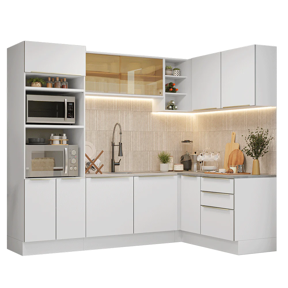 Combo completo de Cocina Esquinero 416 x 60 cm Blanco/Blanco Aterciopelado Lux Madesa 01 - Image 3