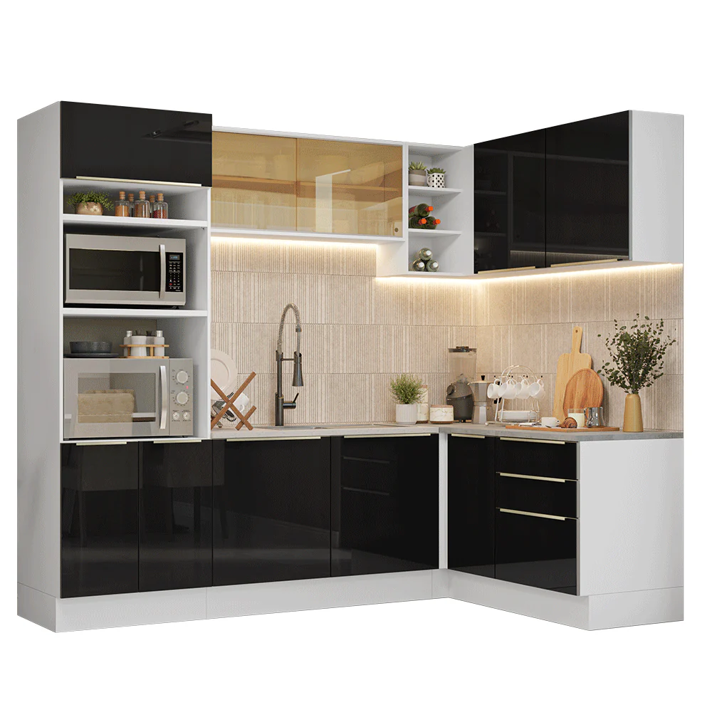 Combo completo de Cocina Esquinero 416 x 60 cm Blanco/Negro Lux Madesa 01 - Image 3