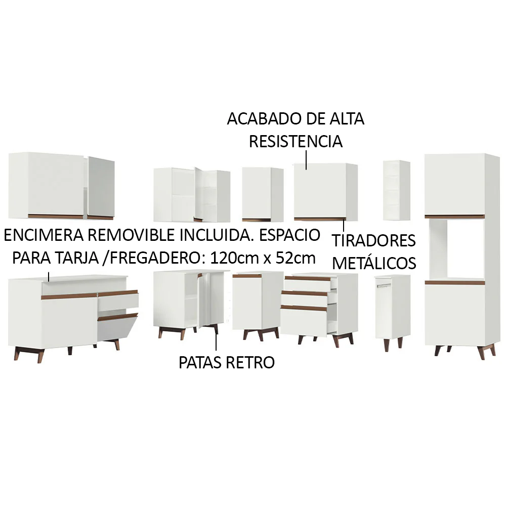 Combo completo de Cocina Esquinero 437cm Blanco Reims Madesa 01 - Image 4