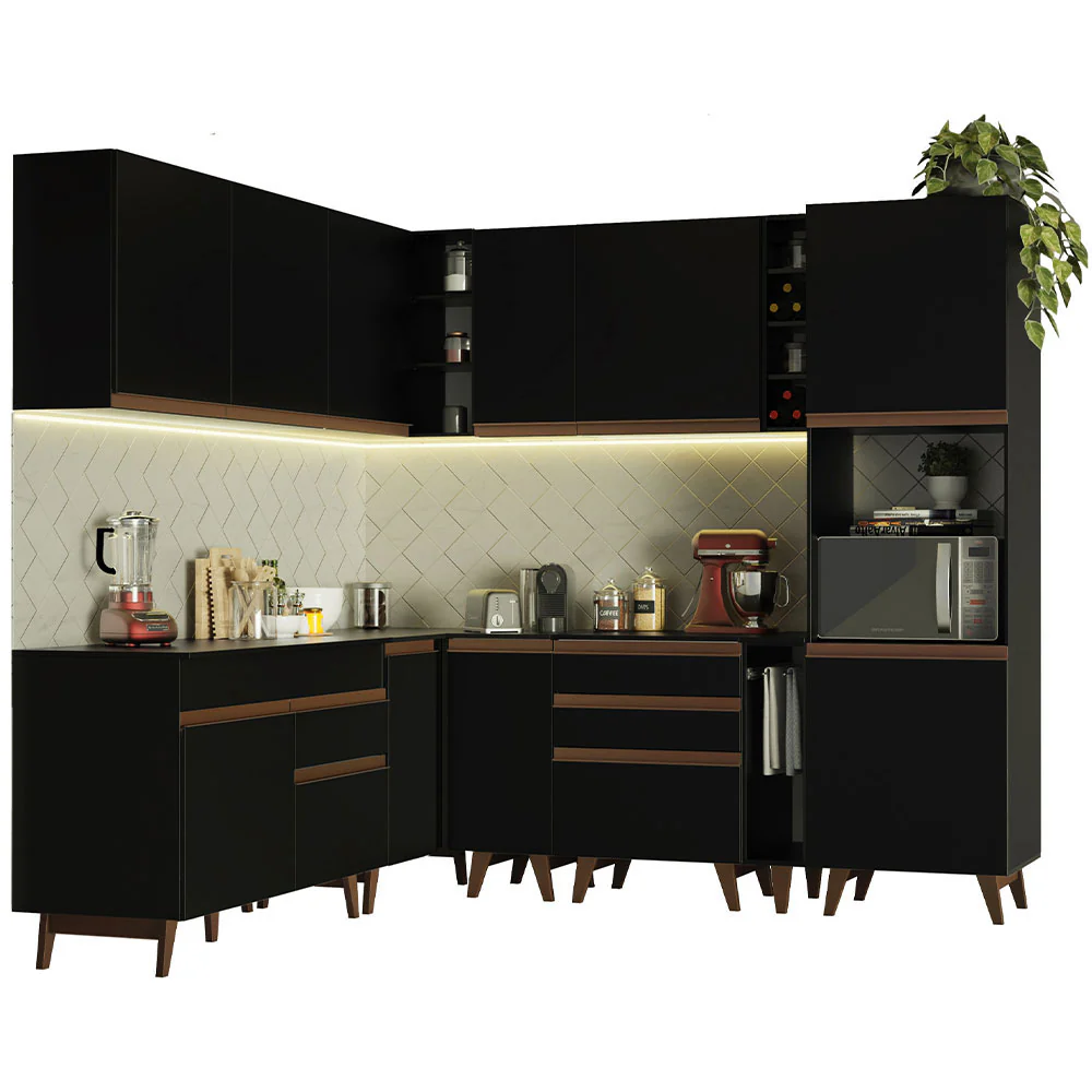 Combo completo de Cocina Esquinero 437cm Negro Reims Madesa 01 - Image 2