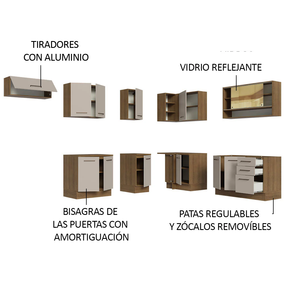 Combo completo de Cocina Esquinero 486cm Marrón/Crema 60cm de Profundidad Agata Madesa 01 - Image 4