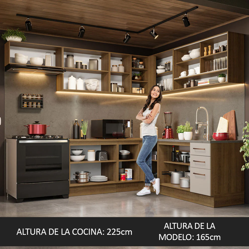 Combo completo de Cocina Esquinero 486cm Marrón/Crema 60cm de Profundidad Agata Madesa 01 - Image 5