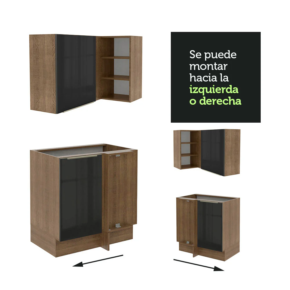 Combo completo de Cocina Esquinero 526cm Marrón/Negro Lux Madesa 01 - Image 6