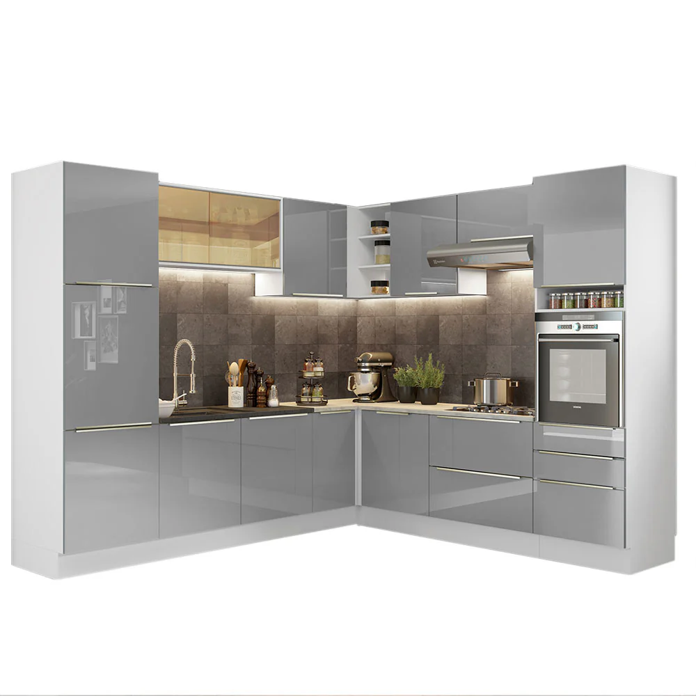 Combo completo de Cocina Esquinero 546cm Blanco/Gris Lux Madesa 01 - Image 2