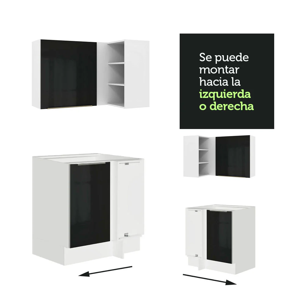 Combo completo de Cocina Esquinero 546cm Blanco/Negro Lux Madesa 01 - Image 6