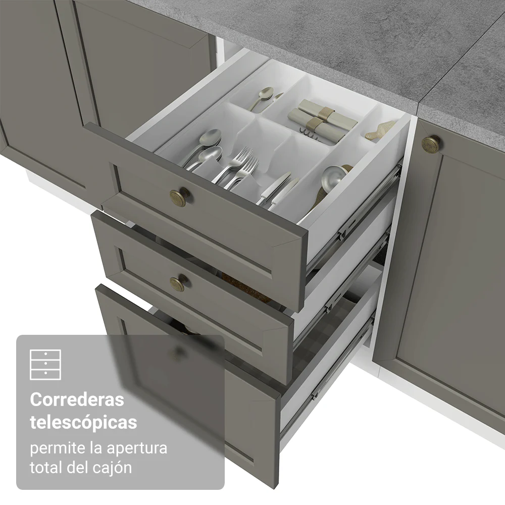 Combo completo de Cocina Esquinero 549 cm Blanco/Gris Vik Madesa 01 - Image 6