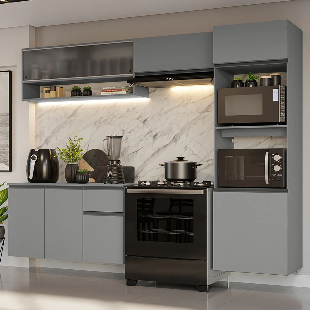 Combo completo de Cocina Flotante 260cm Gris Nice Madesa 11