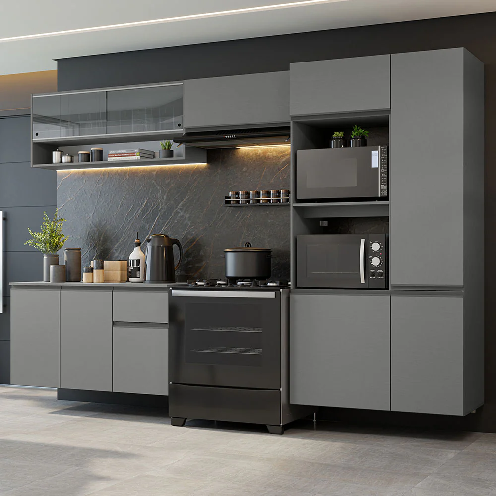 Combo Completo de Cocina Flotante 300 cm Gris Nice Madesa 07