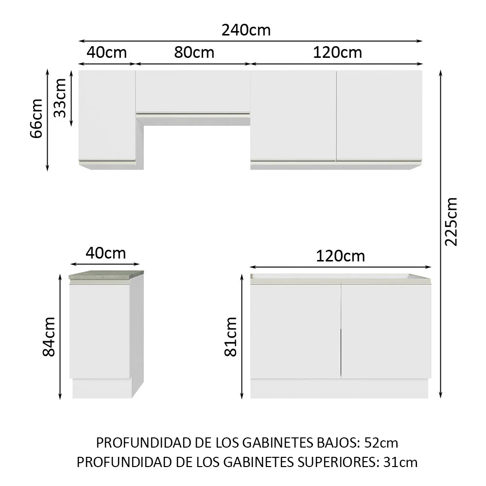 Combo completo de Cocina Glamy Madesa 240cm - Image 3