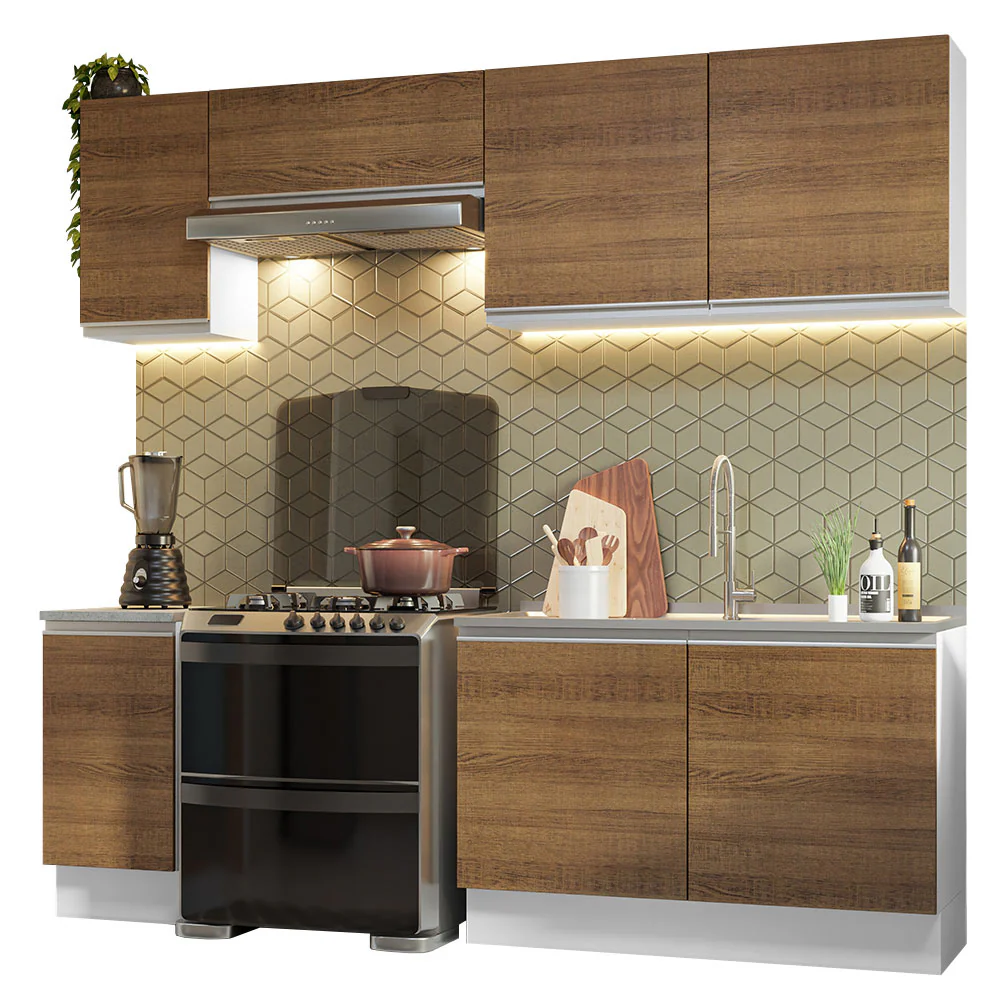 Combo completo de Cocina Glamy Madesa 240cm Blanco/Marrón - Image 2
